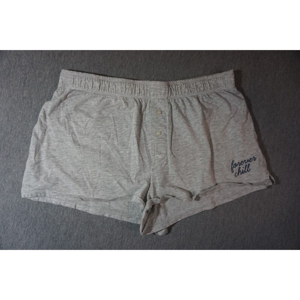 PINK Boyfriend sleepwear shorts Heather Gray Sz M Forever Chill print